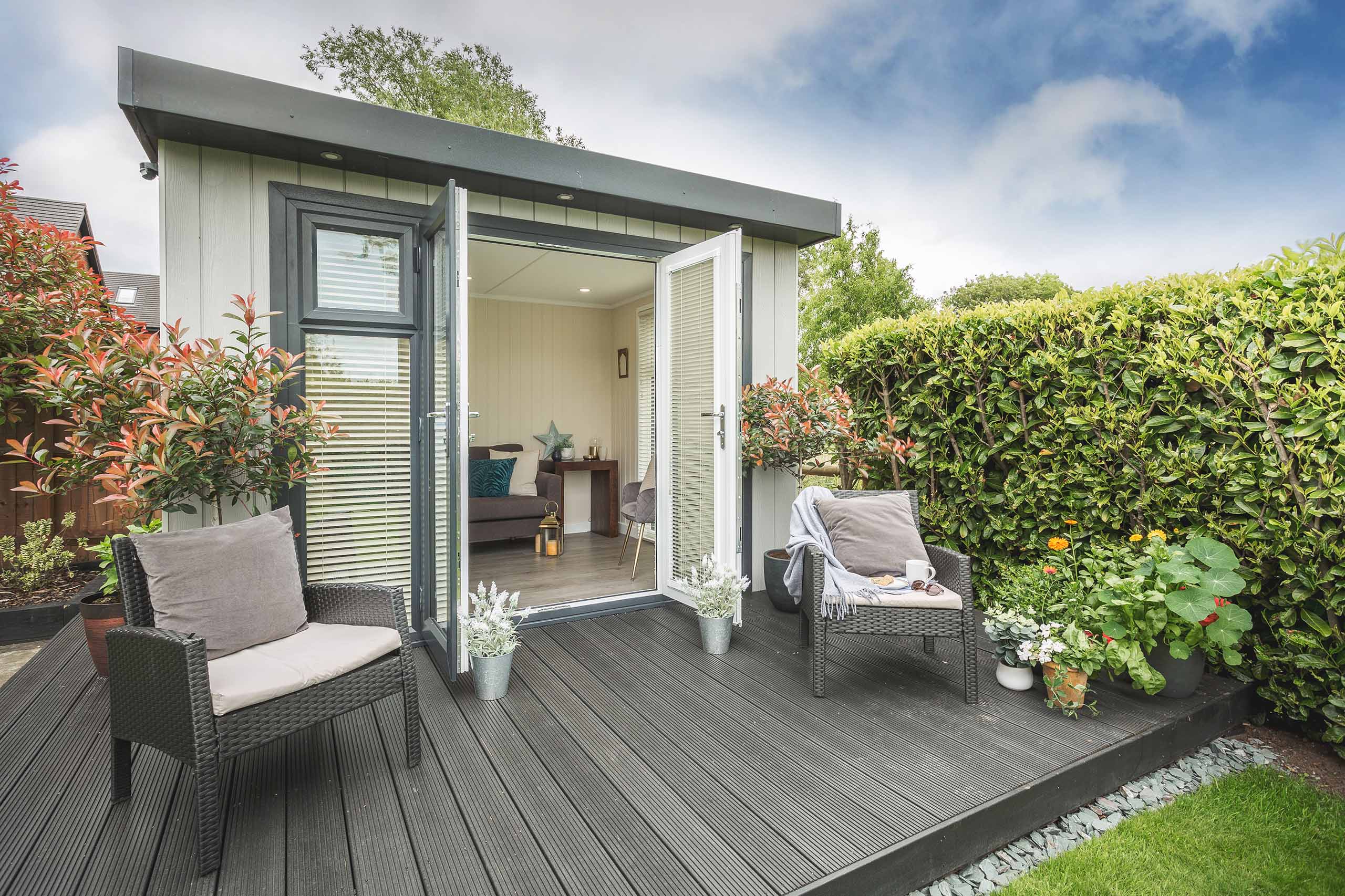 small garden room in garden