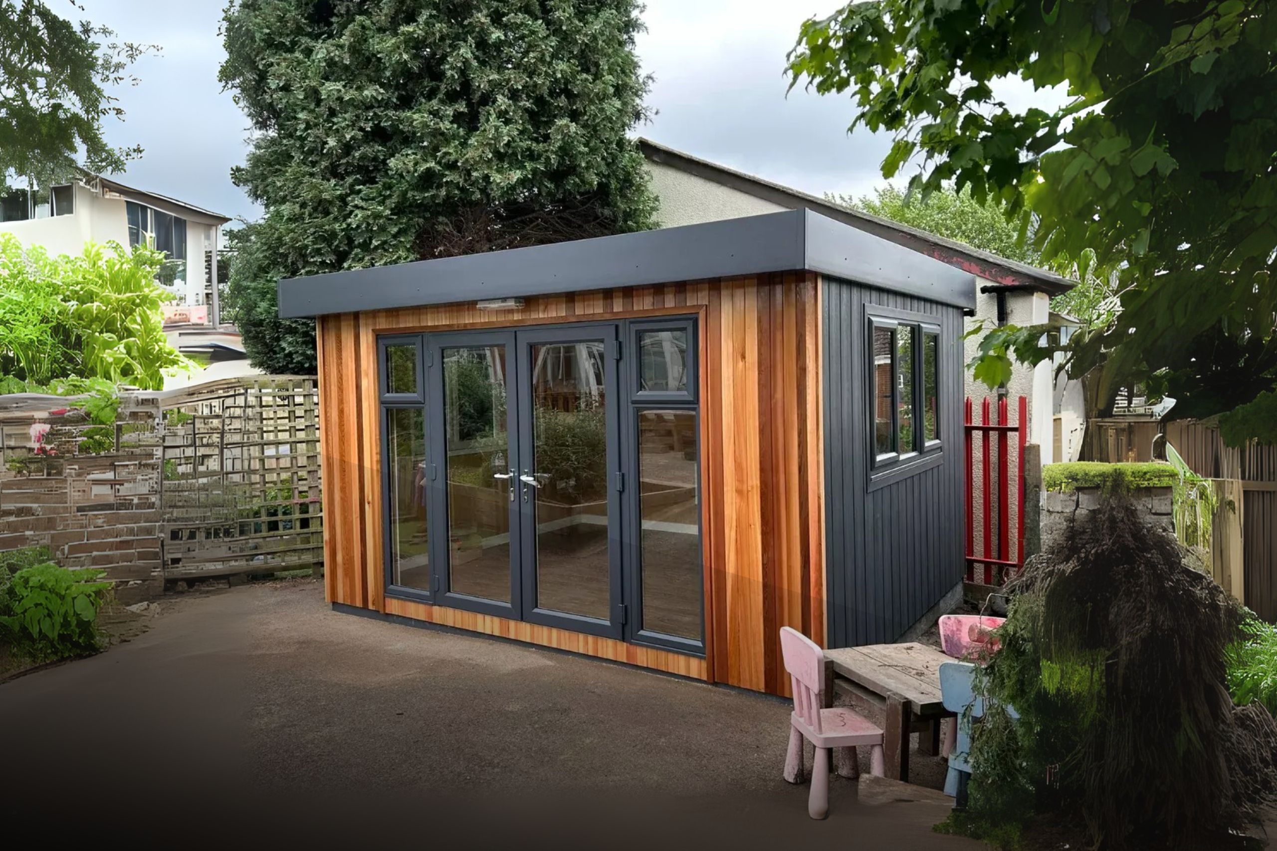 school outdoor classroom with table outside