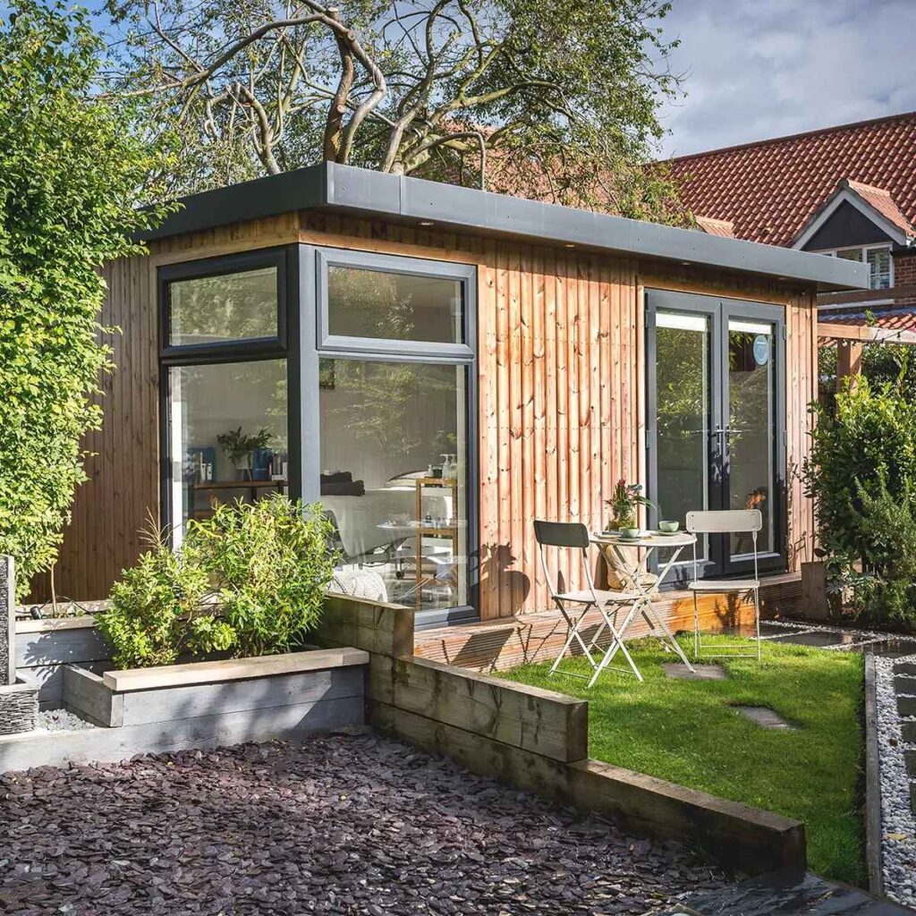 redwood clad building